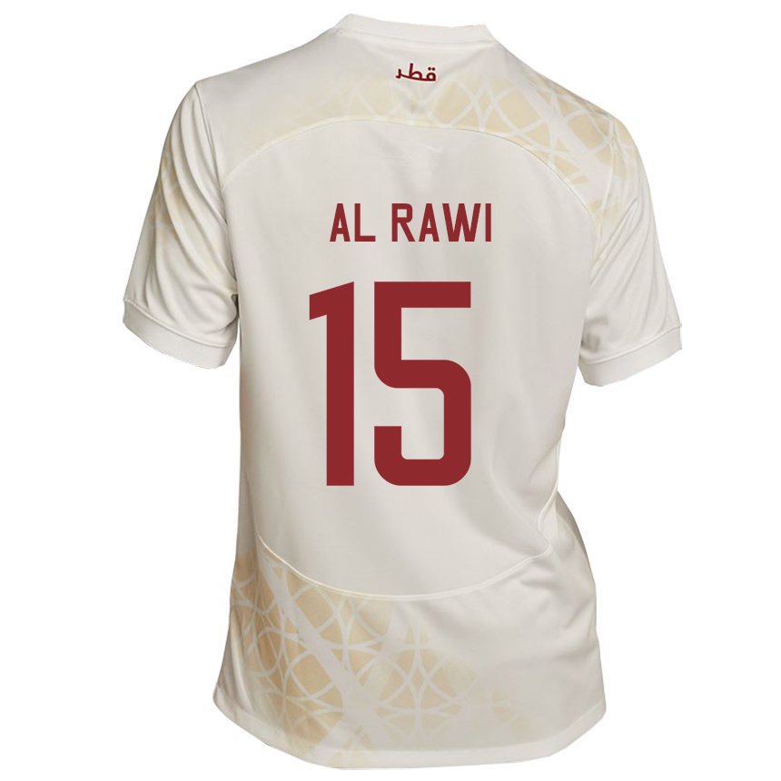 Kvinder Qatars Bassam Al Rawi #15 Guld Beige Udebane Spillertrøjer 22-24 Trøje T-shirt