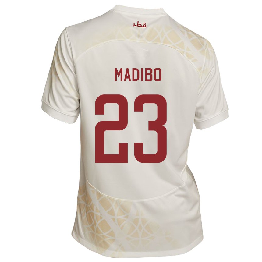 Kvinder Qatars Assim Madibo #23 Guld Beige Udebane Spillertrøjer 22-24 Trøje T-shirt