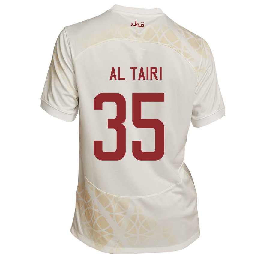 Kvinder Qatars Osamah Al Tairi #35 Guld Beige Udebane Spillertrøjer 22-24 Trøje T-shirt