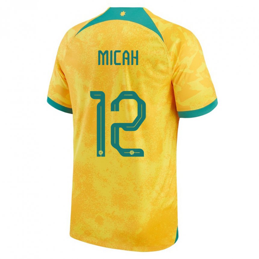 Børn Australiens Teagan Micah #12 Gylden Hjemmebane Spillertrøjer 22-24 Trøje T-shirt
