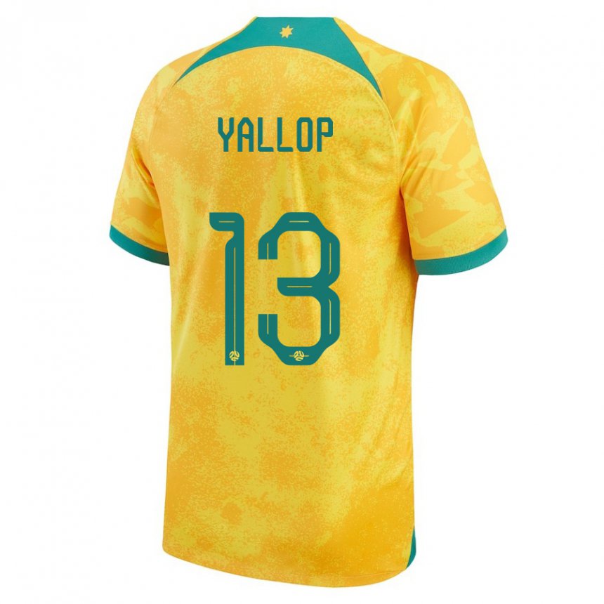 Børn Australiens Tameka Yallop #13 Gylden Hjemmebane Spillertrøjer 22-24 Trøje T-shirt