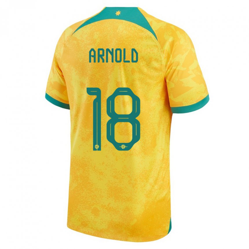Børn Australiens Mackenzie Arnold #18 Gylden Hjemmebane Spillertrøjer 22-24 Trøje T-shirt
