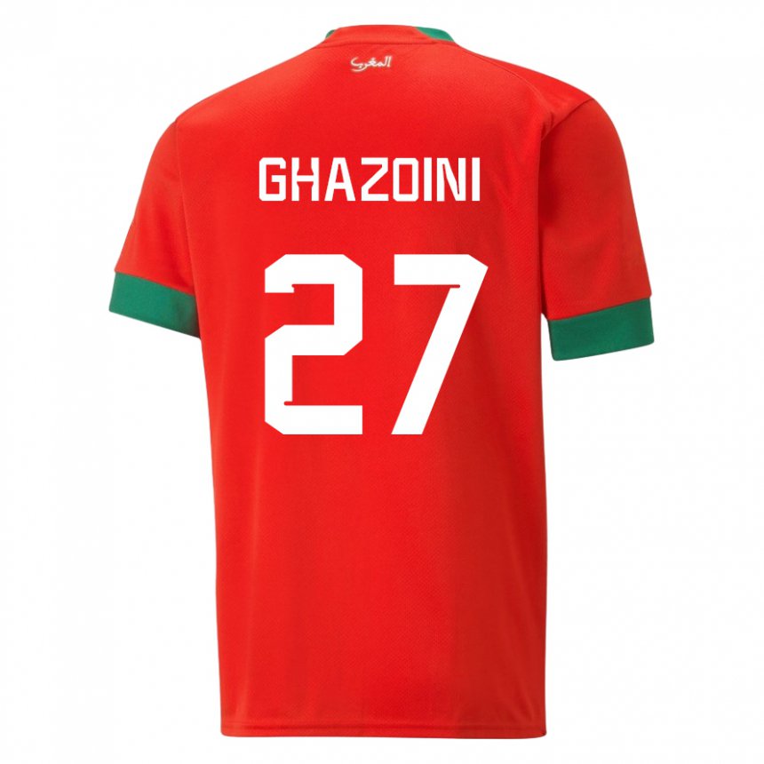 Børn Marokkos Amine Ghazoini #27 Rød Hjemmebane Spillertrøjer 22-24 Trøje T-shirt