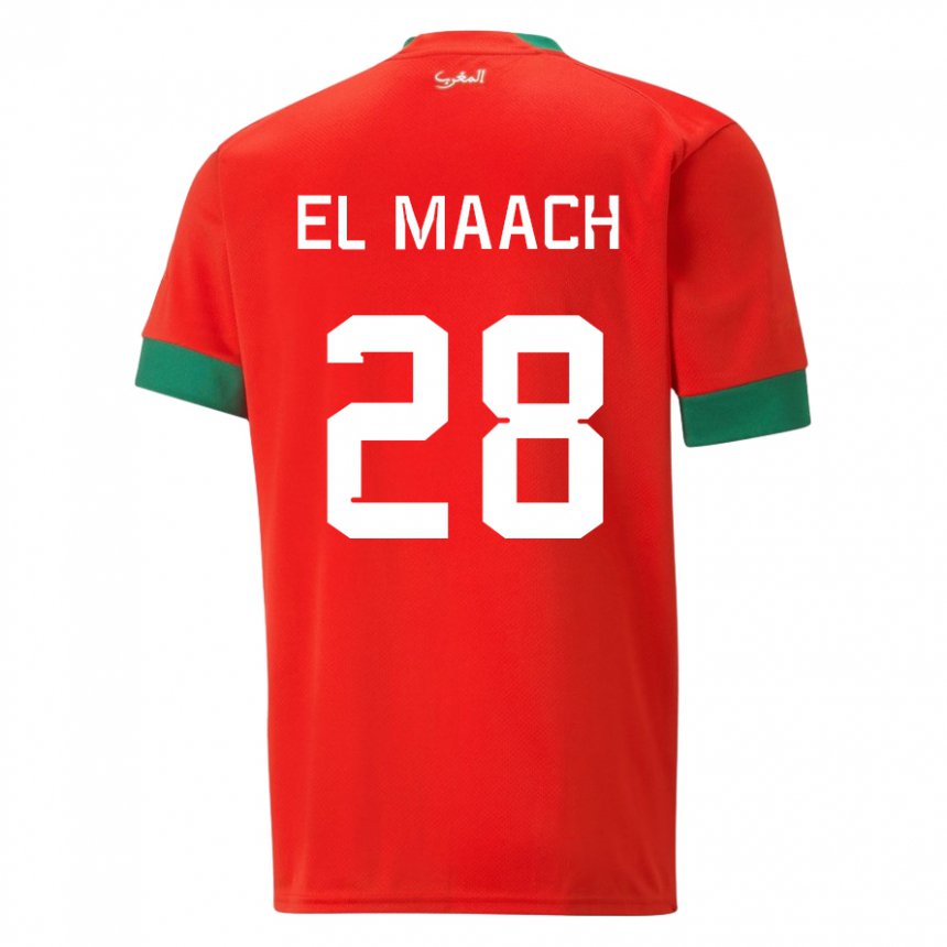 Børn Marokkos Fouad El Maach #28 Rød Hjemmebane Spillertrøjer 22-24 Trøje T-shirt