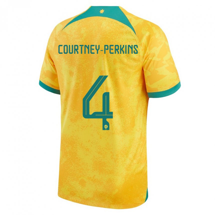 Børn Australiens Jordan Courtney Perkins #4 Gylden Hjemmebane Spillertrøjer 22-24 Trøje T-shirt