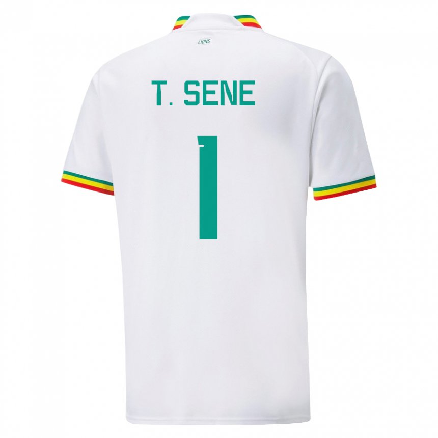 Børn Senegals Thiaba Gueye Sene #1 Hvid Hjemmebane Spillertrøjer 22-24 Trøje T-shirt