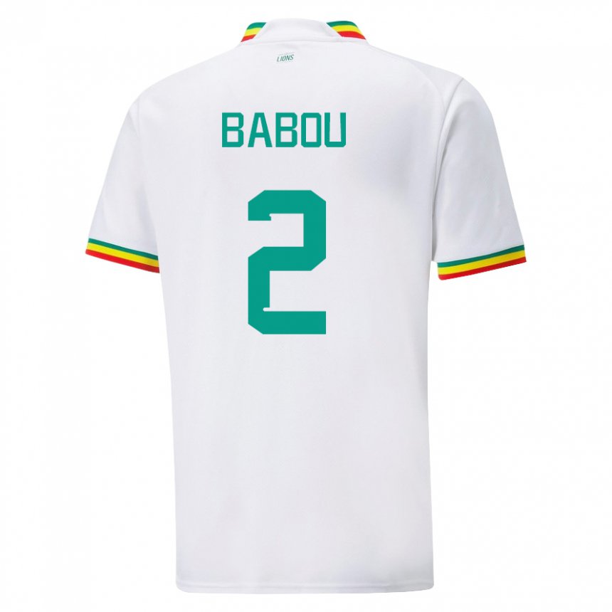 Børn Senegals Marieme Babou #2 Hvid Hjemmebane Spillertrøjer 22-24 Trøje T-shirt