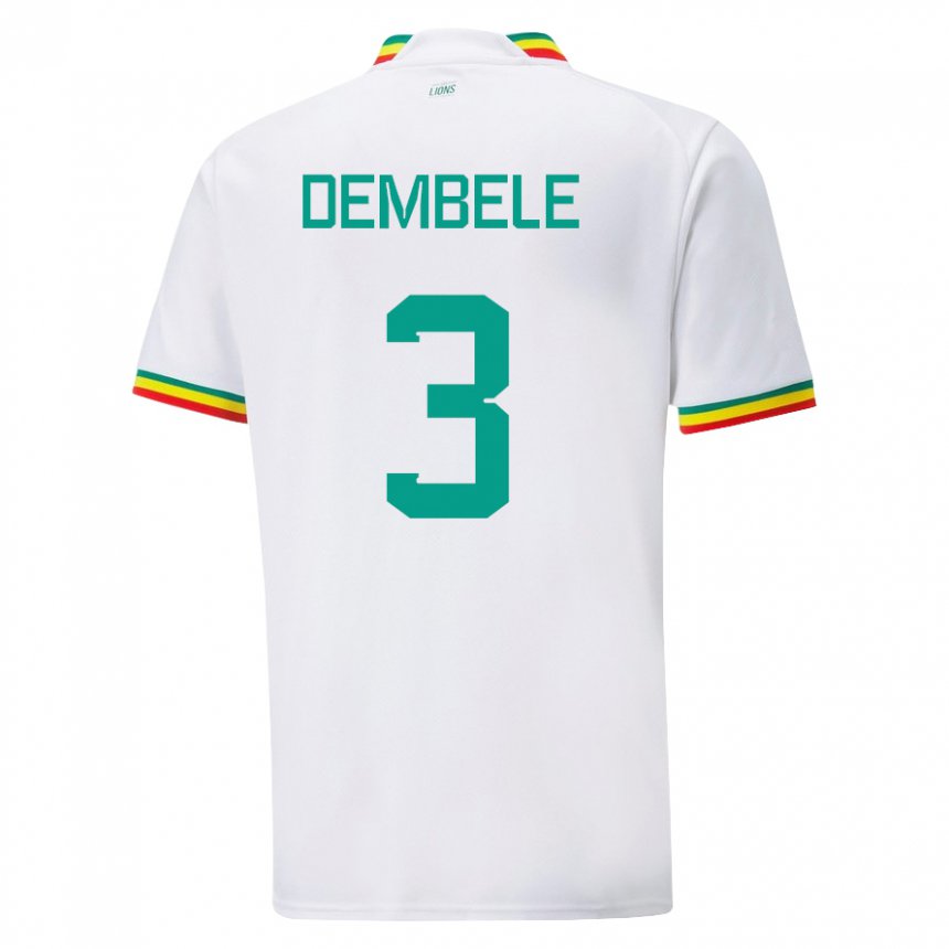 Børn Senegals Anta Dembele #3 Hvid Hjemmebane Spillertrøjer 22-24 Trøje T-shirt