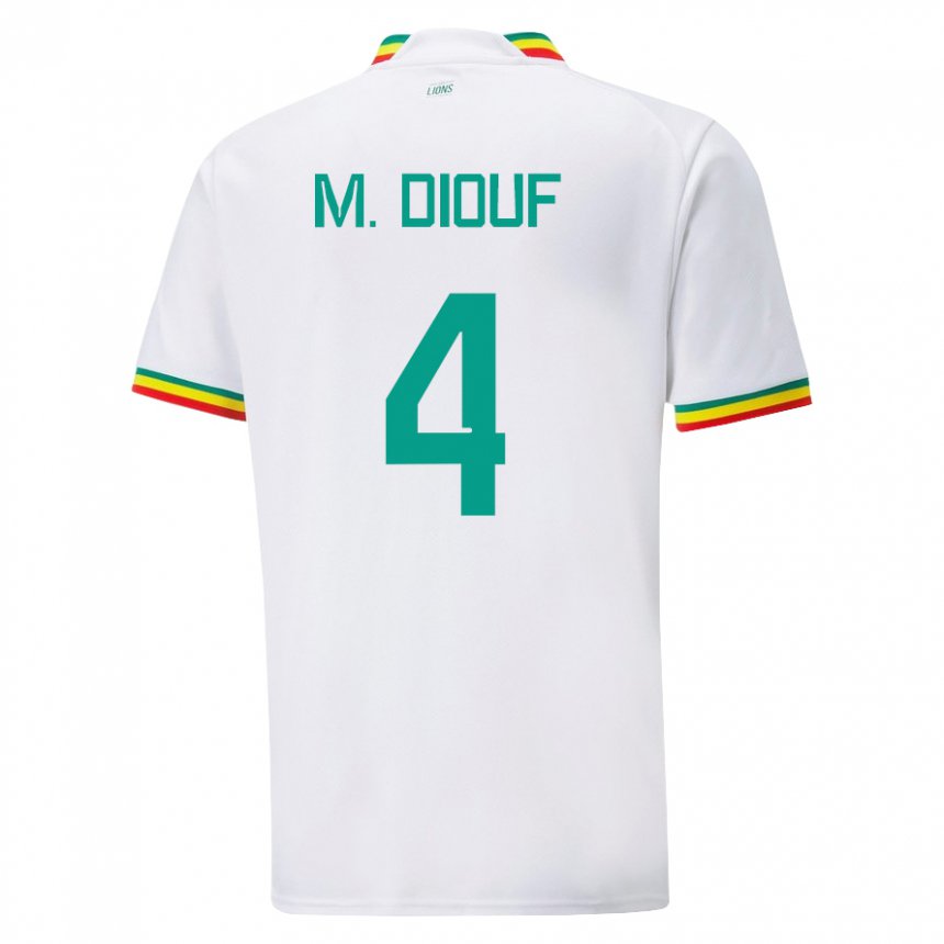 Børn Senegals Mame Diarra Diouf #4 Hvid Hjemmebane Spillertrøjer 22-24 Trøje T-shirt