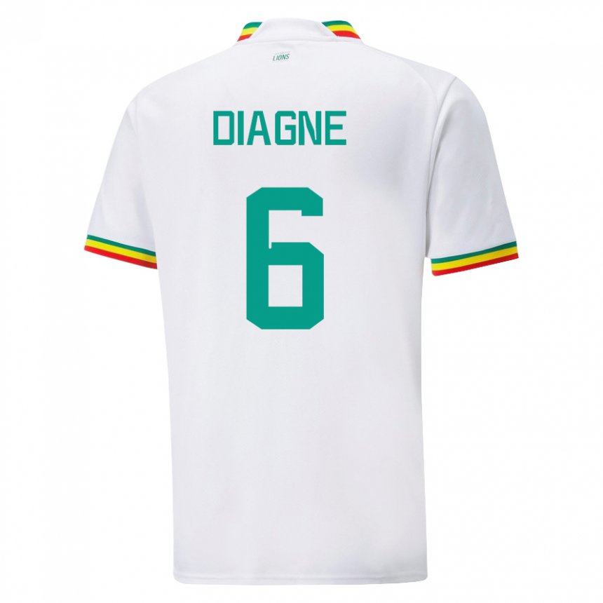 Børn Senegals Edmee Diagne #6 Hvid Hjemmebane Spillertrøjer 22-24 Trøje T-shirt