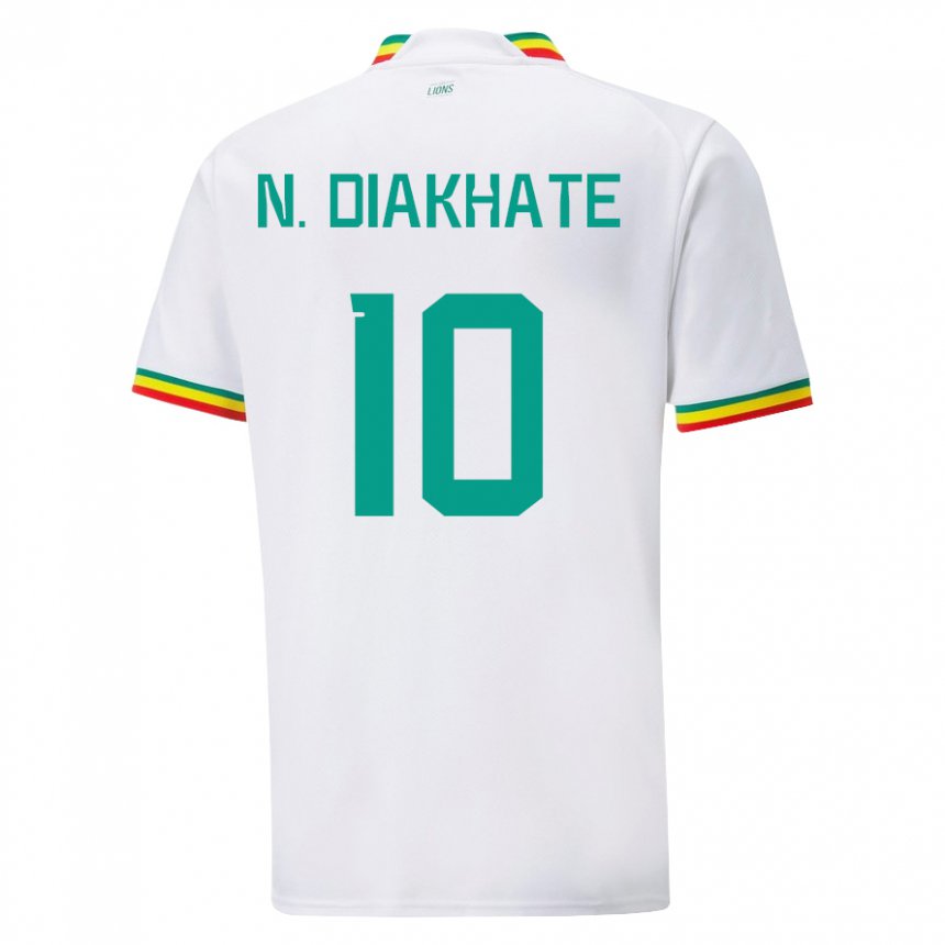 Børn Senegals Ndeye Awa Diakhate #10 Hvid Hjemmebane Spillertrøjer 22-24 Trøje T-shirt
