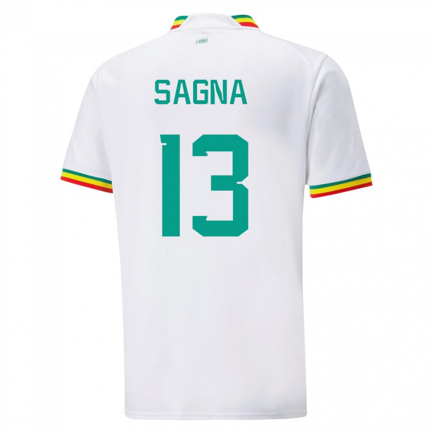 Børn Senegals Jeannette Sagna #13 Hvid Hjemmebane Spillertrøjer 22-24 Trøje T-shirt