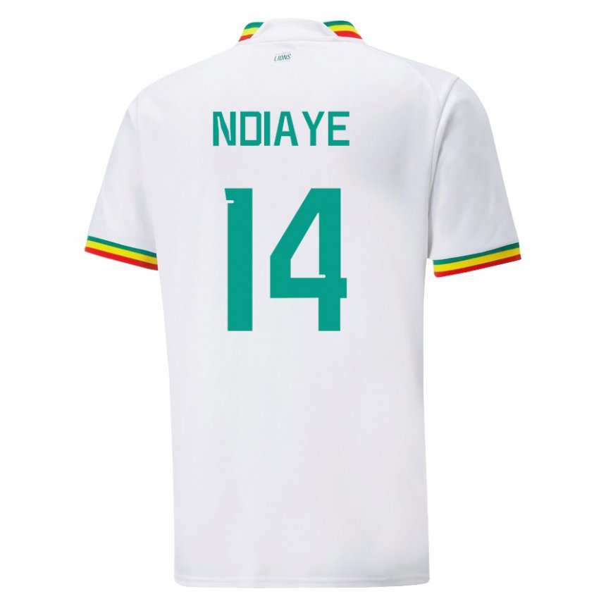 Børn Senegals Salimata Ndiaye #14 Hvid Hjemmebane Spillertrøjer 22-24 Trøje T-shirt