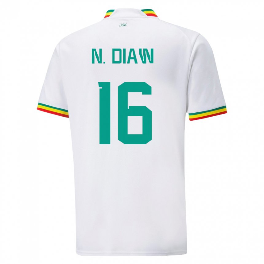 Børn Senegals Ndeye Meissa Diaw #16 Hvid Hjemmebane Spillertrøjer 22-24 Trøje T-shirt