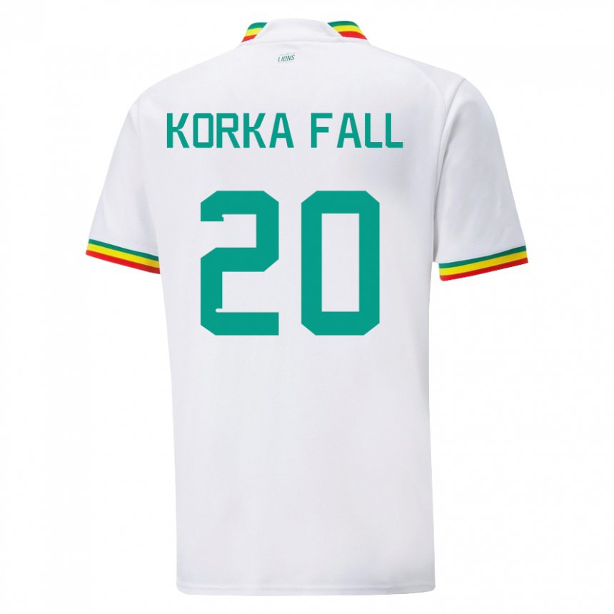 Børn Senegals Korka Fall #20 Hvid Hjemmebane Spillertrøjer 22-24 Trøje T-shirt