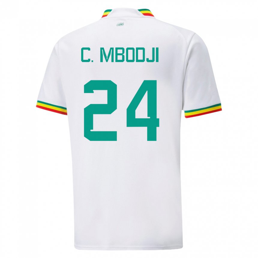 Børn Senegals Coumba Sylla Mbodji #24 Hvid Hjemmebane Spillertrøjer 22-24 Trøje T-shirt