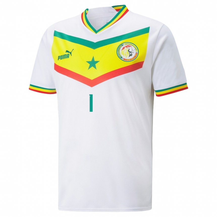 Børn Senegals Cheikh Sarr #1 Hvid Hjemmebane Spillertrøjer 22-24 Trøje T-shirt