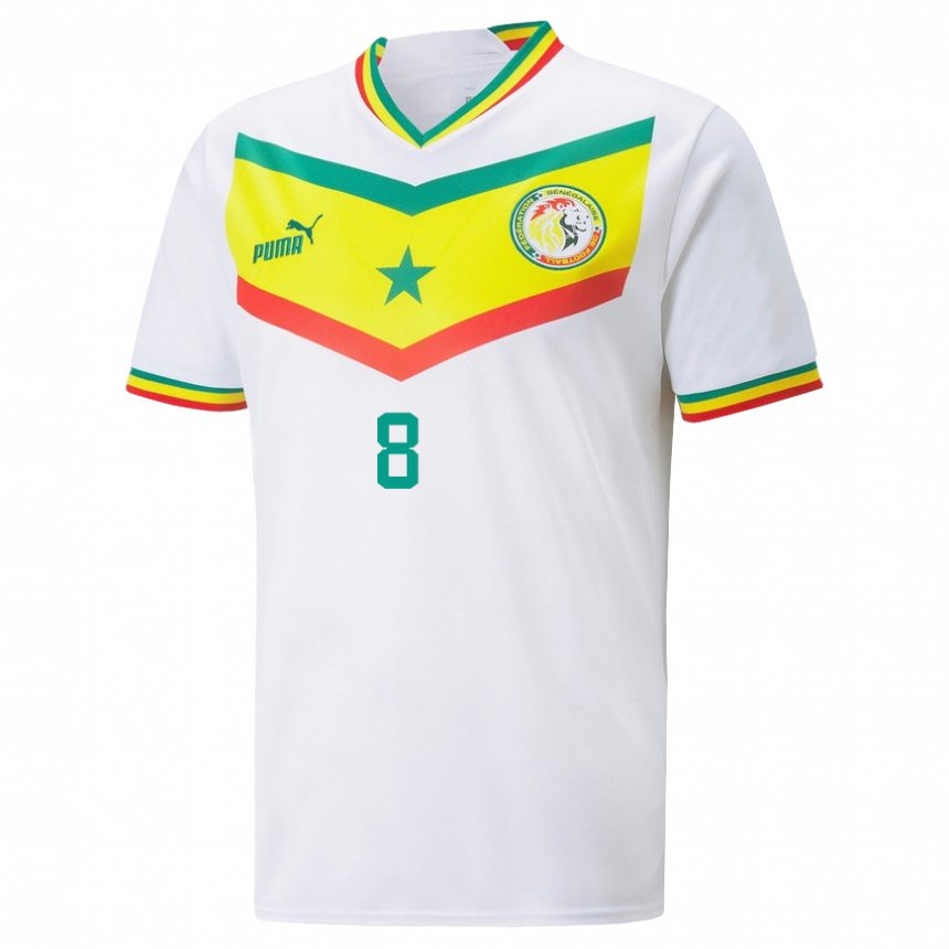 Børn Senegals Mamadou Mbow #8 Hvid Hjemmebane Spillertrøjer 22-24 Trøje T-shirt