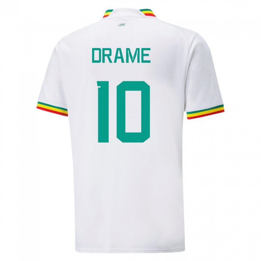 Børn Senegals Ibrahima Drame #10 Hvid Hjemmebane Spillertrøjer 22-24 Trøje T-shirt