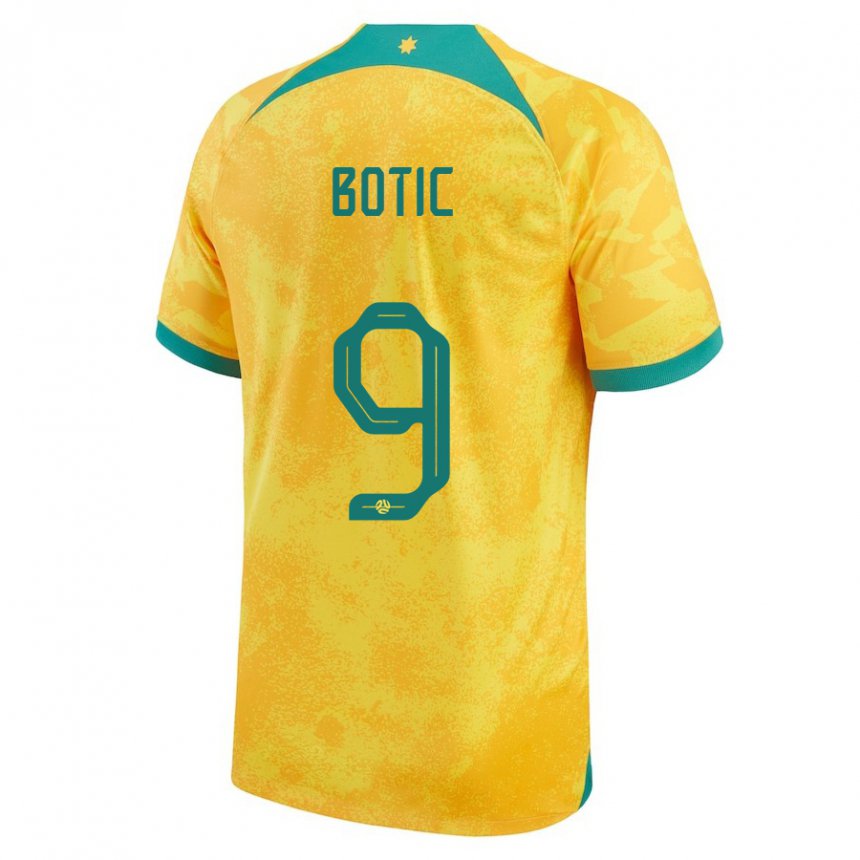 Børn Australiens Noah Botic #9 Gylden Hjemmebane Spillertrøjer 22-24 Trøje T-shirt