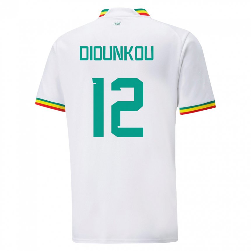 Børn Senegals Alpha Diounkou #12 Hvid Hjemmebane Spillertrøjer 22-24 Trøje T-shirt