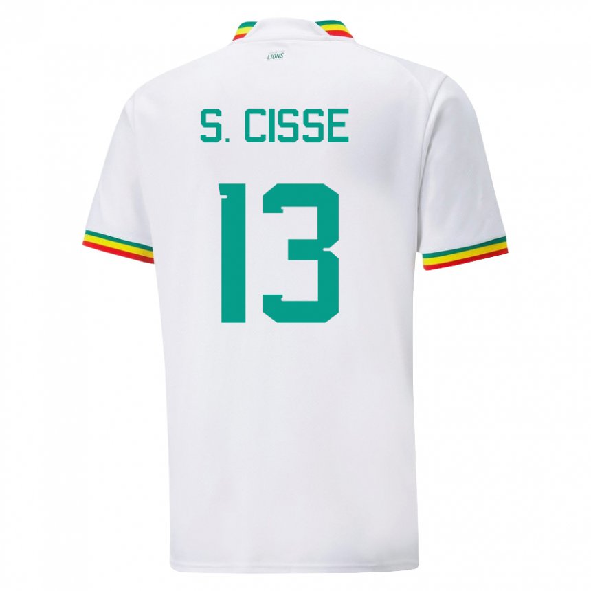 Børn Senegals Souleymane Cisse #13 Hvid Hjemmebane Spillertrøjer 22-24 Trøje T-shirt