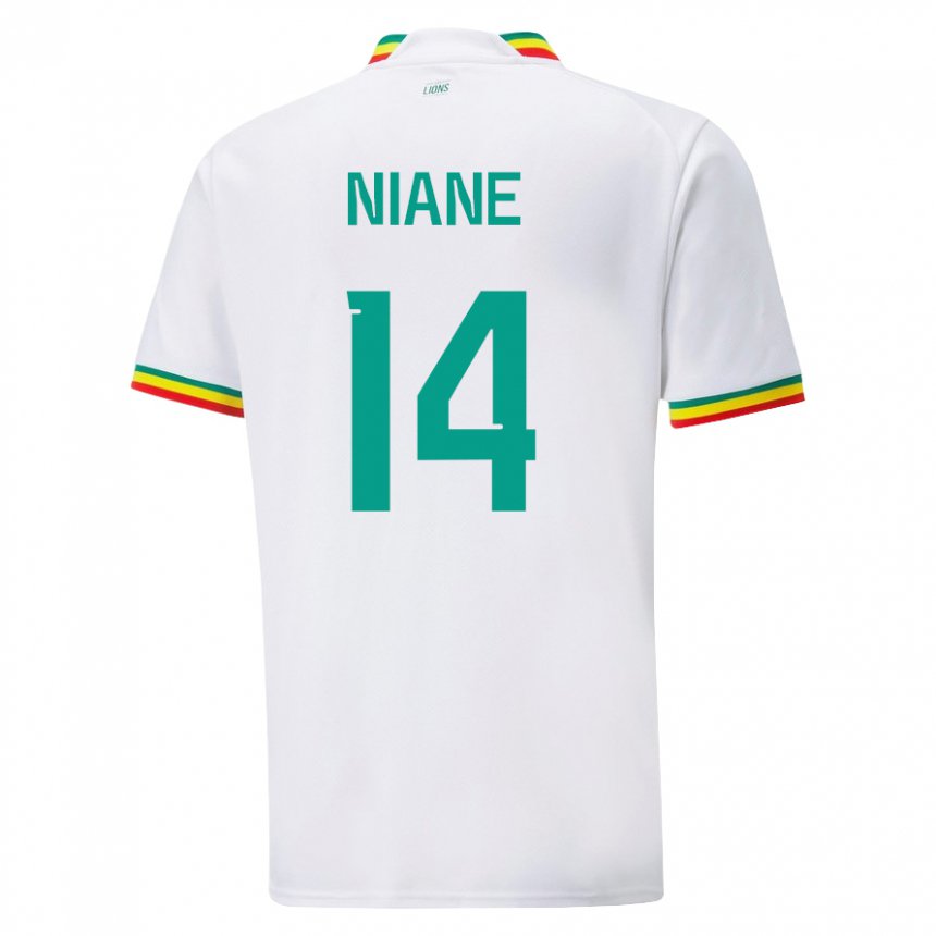 Børn Senegals Ibrahima Niane #14 Hvid Hjemmebane Spillertrøjer 22-24 Trøje T-shirt