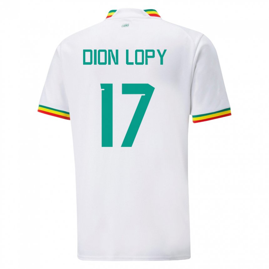 Børn Senegals Dion Lopy #17 Hvid Hjemmebane Spillertrøjer 22-24 Trøje T-shirt
