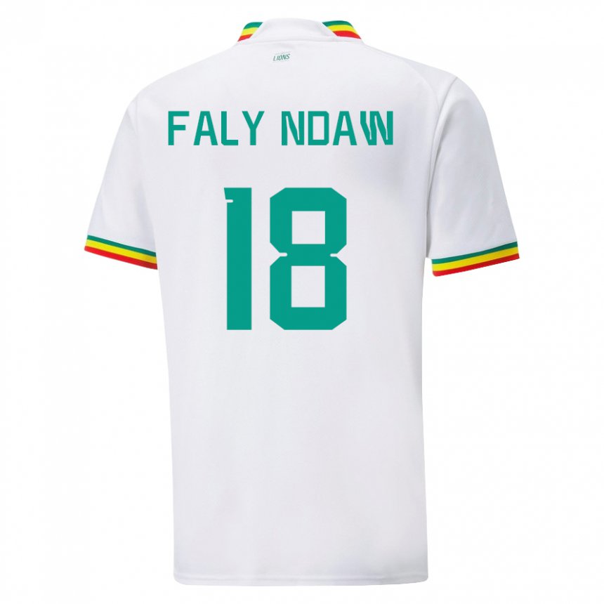 Børn Senegals Faly Ndaw #18 Hvid Hjemmebane Spillertrøjer 22-24 Trøje T-shirt
