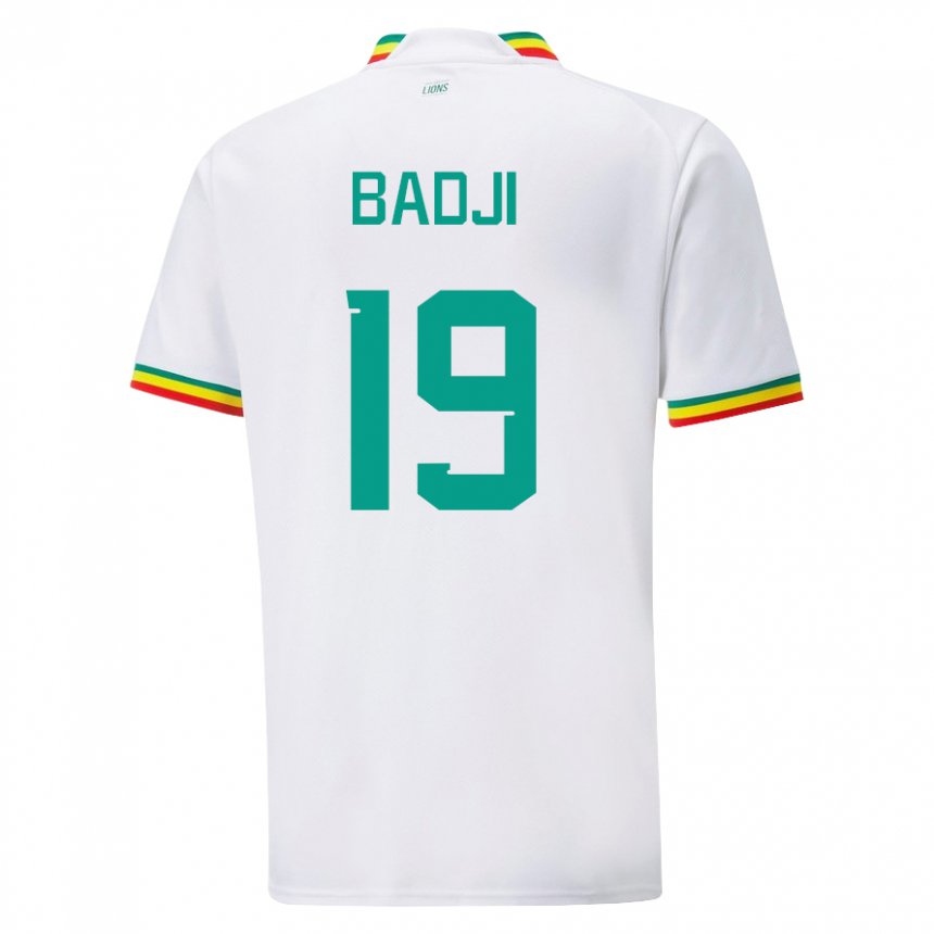 Børn Senegals Youssouph Badji #19 Hvid Hjemmebane Spillertrøjer 22-24 Trøje T-shirt
