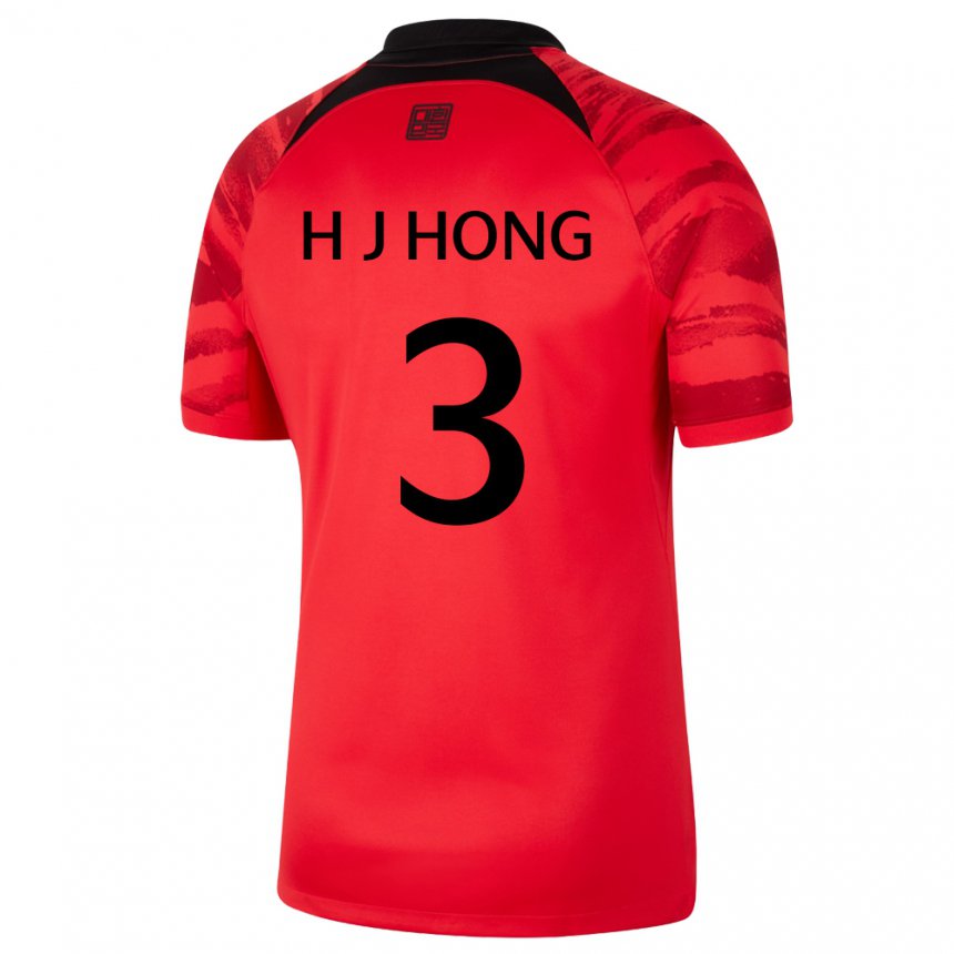 Børn Sydkoreas Hong Hye Ji #3 Rød Sort Hjemmebane Spillertrøjer 22-24 Trøje T-shirt