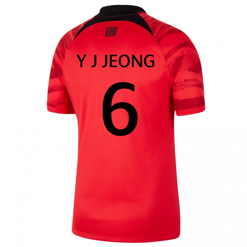 Børn Sydkoreas Jeong Yu Jin #6 Rød Sort Hjemmebane Spillertrøjer 22-24 Trøje T-shirt