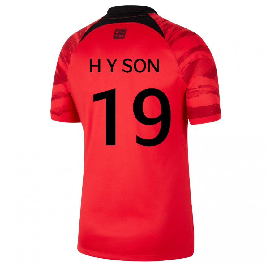 Børn Sydkoreas Son Hwa Yeon #19 Rød Sort Hjemmebane Spillertrøjer 22-24 Trøje T-shirt