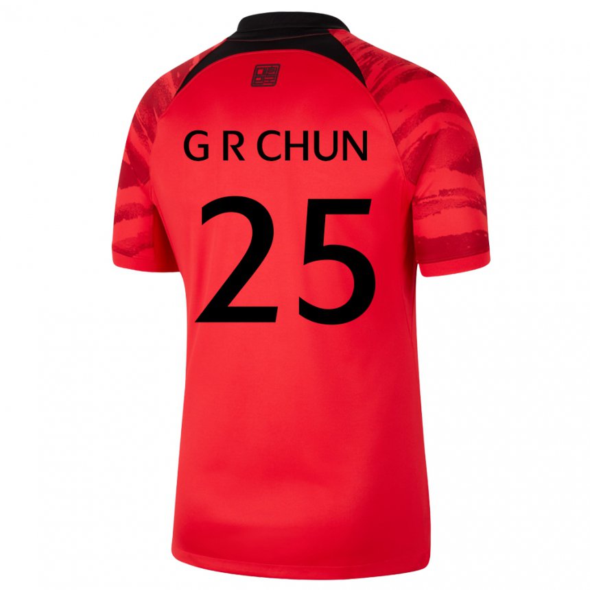 Børn Sydkoreas Chun Ga Ram #25 Rød Sort Hjemmebane Spillertrøjer 22-24 Trøje T-shirt