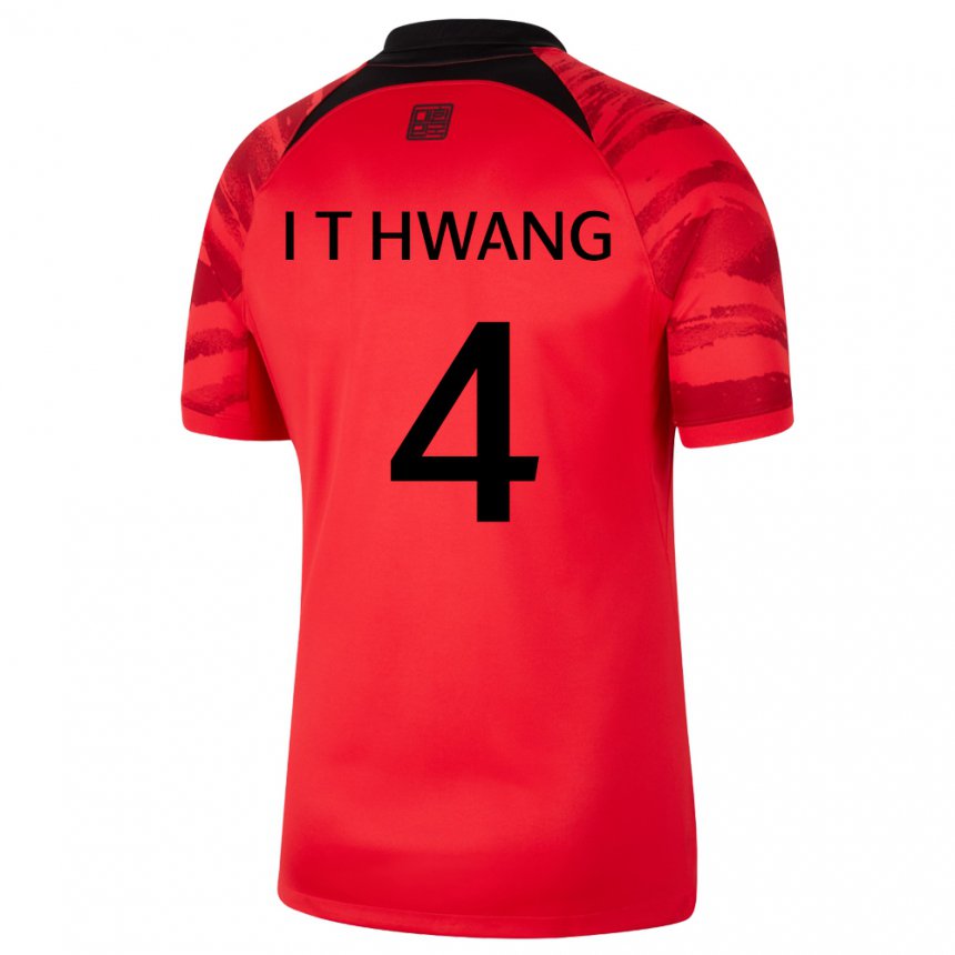 Børn Sydkoreas Hwang In Taek #4 Rød Sort Hjemmebane Spillertrøjer 22-24 Trøje T-shirt