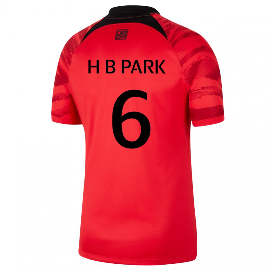 Børn Sydkoreas Park Hyeon Bin #6 Rød Sort Hjemmebane Spillertrøjer 22-24 Trøje T-shirt