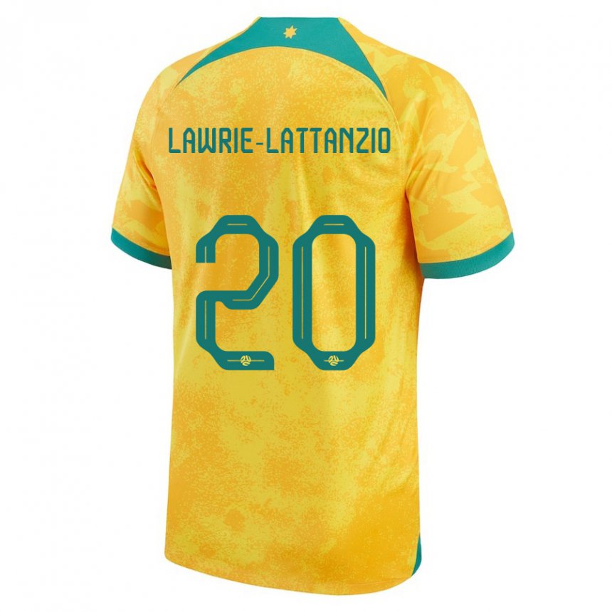 Børn Australiens Luis Lawrie Lattanzio #20 Gylden Hjemmebane Spillertrøjer 22-24 Trøje T-shirt