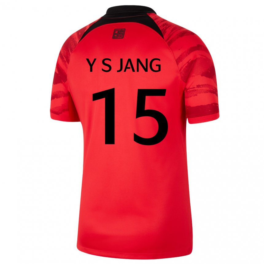 Børn Sydkoreas Jang Yun Sik #15 Rød Sort Hjemmebane Spillertrøjer 22-24 Trøje T-shirt
