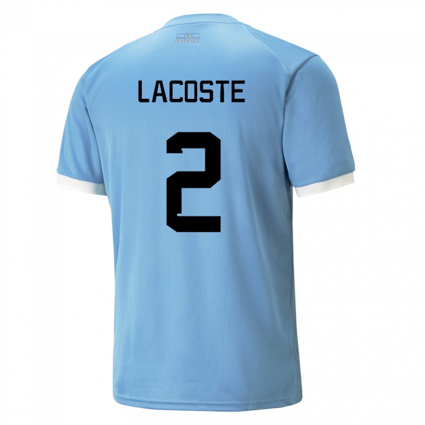 Børn Uruguays Stephanie Lacoste #2 Blå Hjemmebane Spillertrøjer 22-24 Trøje T-shirt