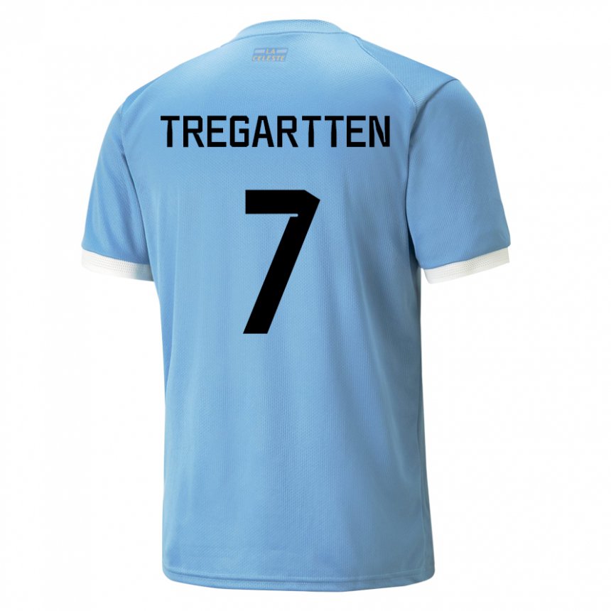 Børn Uruguays Stephanie Tregartten #7 Blå Hjemmebane Spillertrøjer 22-24 Trøje T-shirt