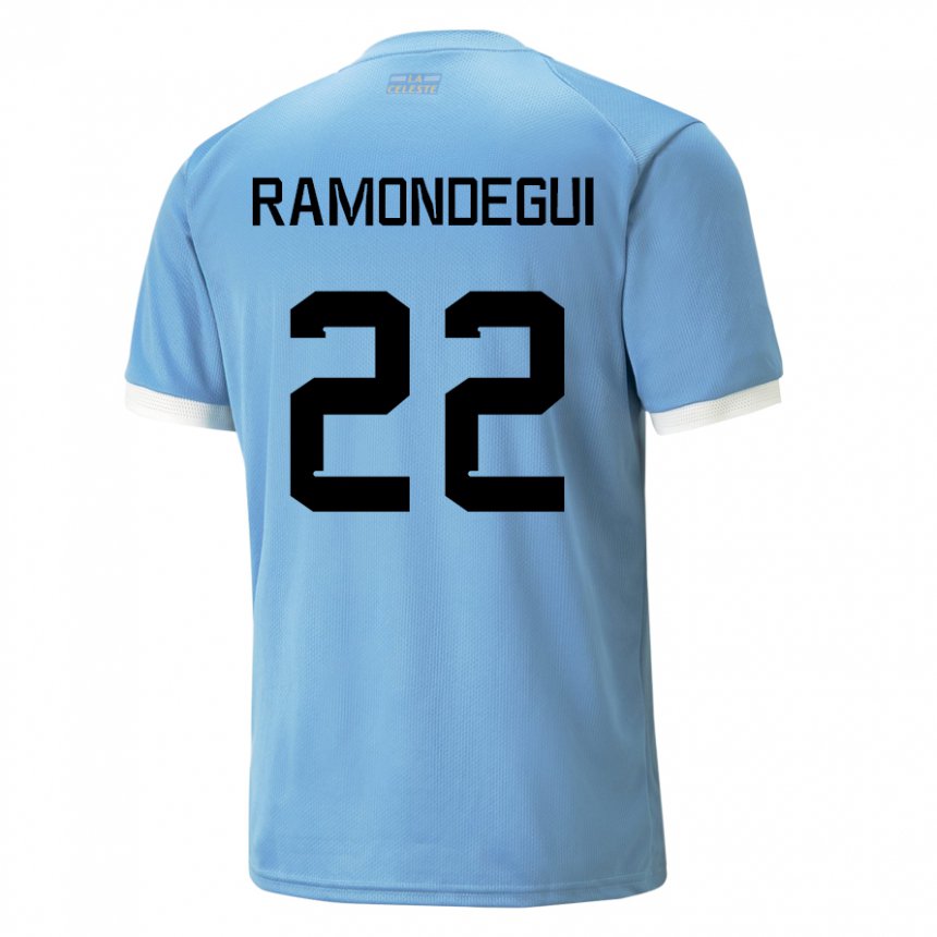 Børn Uruguays Sofia Ramondegui #22 Blå Hjemmebane Spillertrøjer 22-24 Trøje T-shirt
