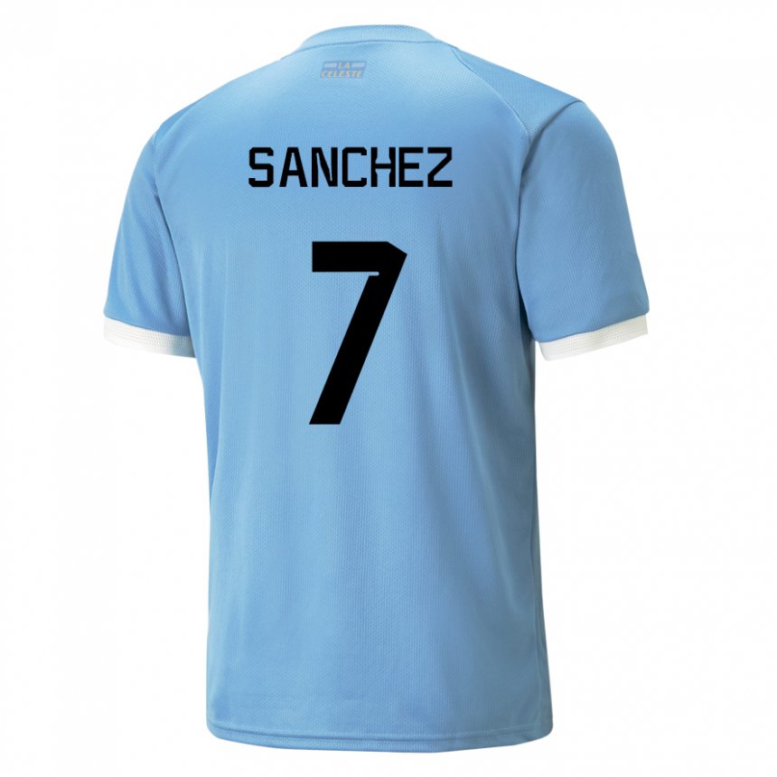 Børn Uruguays Renzo Sanchez #7 Blå Hjemmebane Spillertrøjer 22-24 Trøje T-shirt