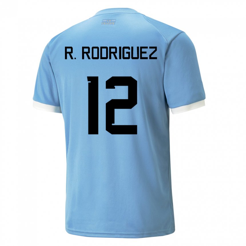 Børn Uruguays Randall Rodriguez #12 Blå Hjemmebane Spillertrøjer 22-24 Trøje T-shirt