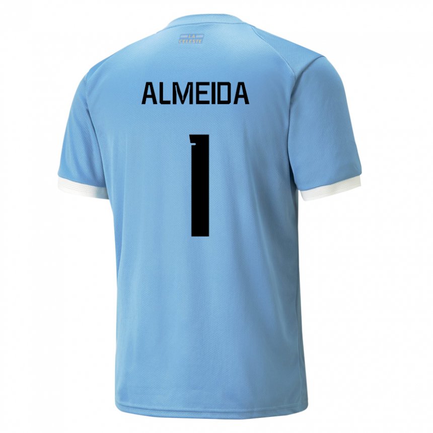 Børn Uruguays Martin Almeida #1 Blå Hjemmebane Spillertrøjer 22-24 Trøje T-shirt
