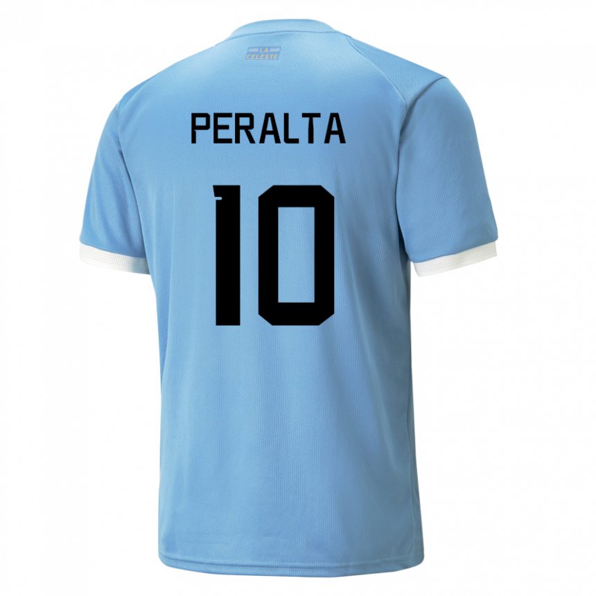 Børn Uruguays Mateo Peralta #10 Blå Hjemmebane Spillertrøjer 22-24 Trøje T-shirt