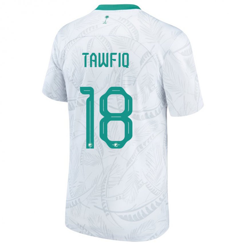 Børn Saudi-arabiens Saba Tawfiq #18 Hvid Hjemmebane Spillertrøjer 22-24 Trøje T-shirt