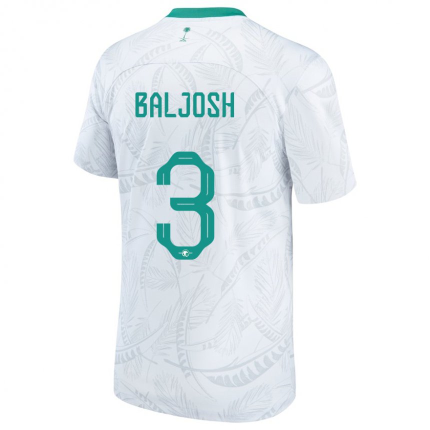 Børn Saudi-arabiens Turki Baljosh #3 Hvid Hjemmebane Spillertrøjer 22-24 Trøje T-shirt