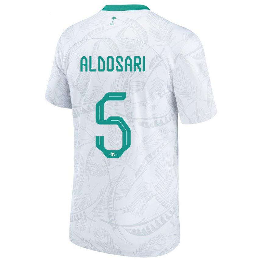 Børn Saudi-arabiens Mohammed Aldosari #5 Hvid Hjemmebane Spillertrøjer 22-24 Trøje T-shirt