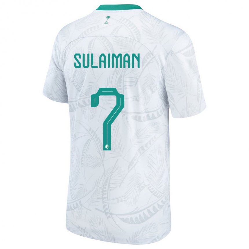Børn Saudi-arabiens Mohammed Sulaiman #7 Hvid Hjemmebane Spillertrøjer 22-24 Trøje T-shirt