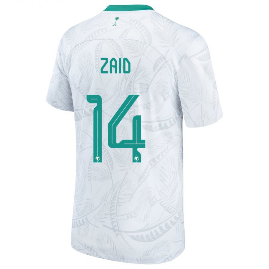 Børn Saudi-arabiens Abdullah Zaid #14 Hvid Hjemmebane Spillertrøjer 22-24 Trøje T-shirt